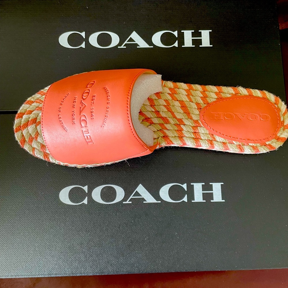 Pink leather Coach Espadrilles too small size 8 never size 8.